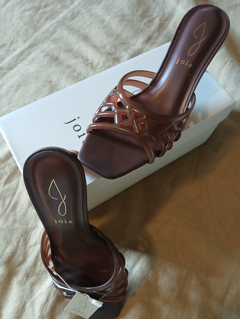 Joie Brown Woven Slide Heels